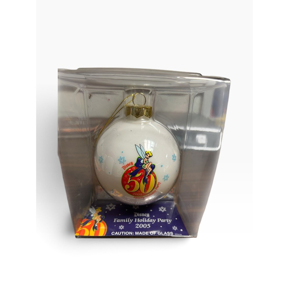 Vintage 2005 Disney  Tinkerbell Glass Ornament Disneyland 50th Anniversary NIB